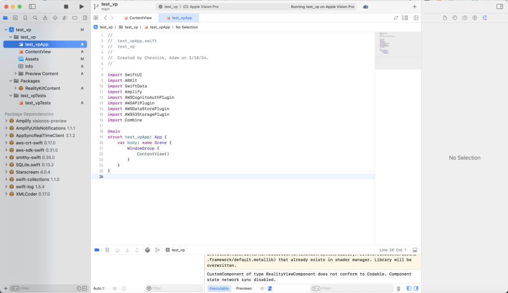 Import Amplify packages into entry point struct